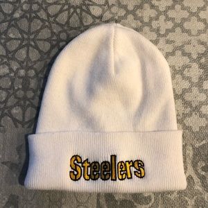 Steelers NFL white toque hat beanie